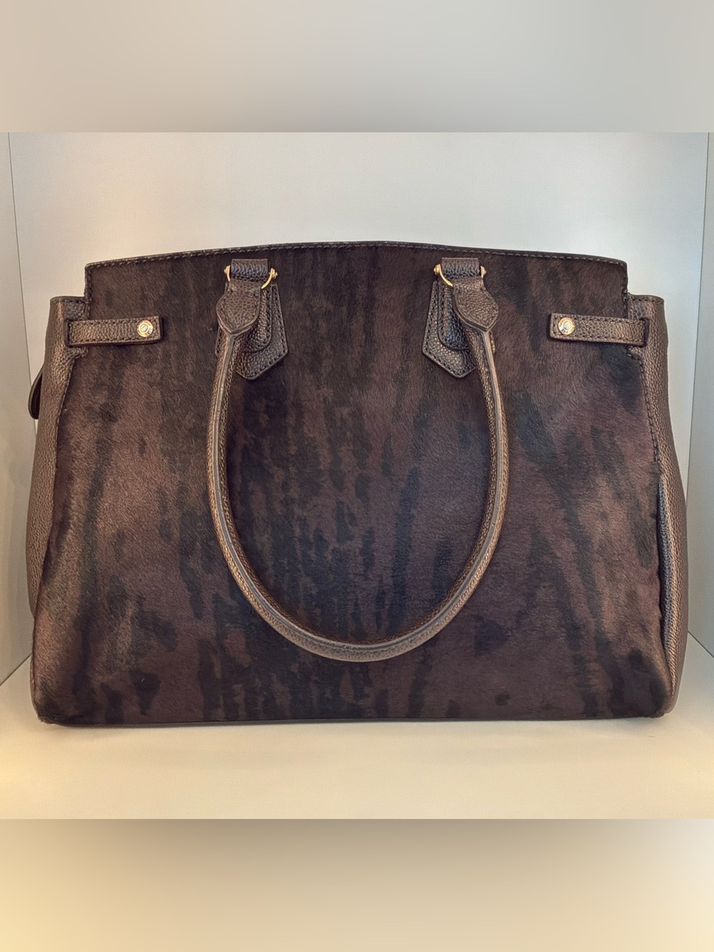 Henri Bendel Rare Black Pony Hair & Leather Satchel / Tote NWOT - Picture 2 of 12